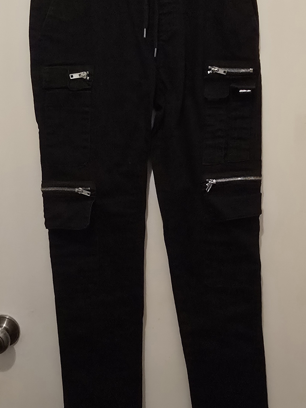 Women's Black Cargo Pants with Zipper Details